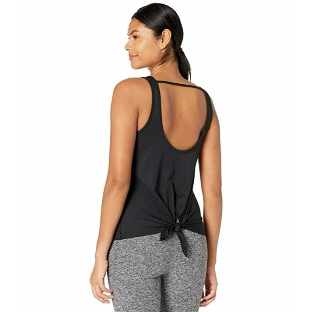 Champion Sport Tie Back Black Athletic Sleeveless Tank Top Recycled Fiber Sz XL